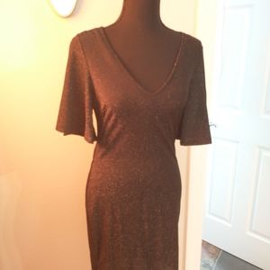 Flutter Sleeve Bodycon Dress Glitter Small Stretchy
